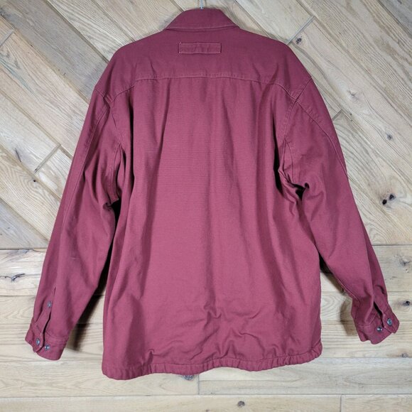 Duluth Trading Men XL/Tall Maroon Fleece Lined Shirt Jacket Shacket Heavy Canvas - Picture 5 of 14
